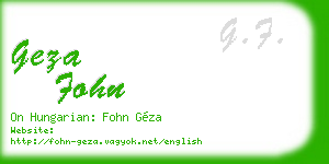 geza fohn business card